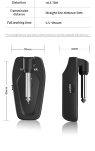 Guitar Wireless Receiving WF01 ابعاد 